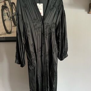 Zara Black Floral Duster coat